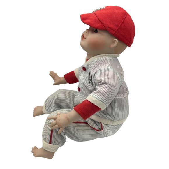 Vintage Yolanda Bello Signed Michael Baseball Baby Boy Porcelain Doll 11" - Picture 5 of 16